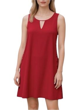 Point Zero Coral Red Lace Up Sleeveless Dress NWOT Size M Coastal Cowgirl